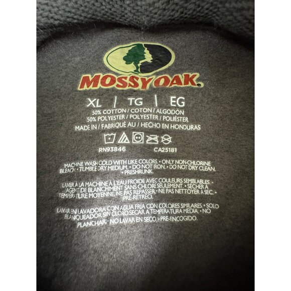 Mossy Oak Camo Lined Gray Pullover Hoodie Outdoor Hunting Performance Sweatshirt - Picture 2 of 10